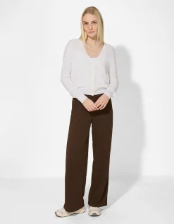 Strickjacke - V-Ausschnitt - weiß