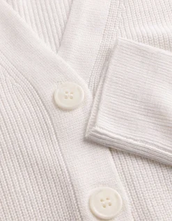 Strickjacke - V-Ausschnitt - weiß