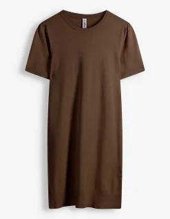 Strickkleid - Kurze Ärmel - braun