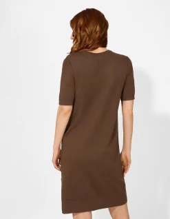 Strickkleid - Kurze Ärmel - braun