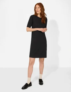 Strickkleid - Kurze Ärmel - schwarz