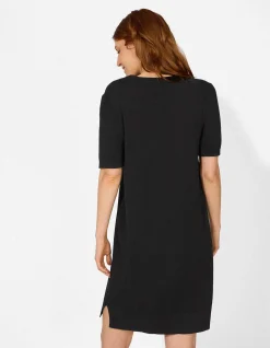 Strickkleid - Kurze Ärmel - schwarz