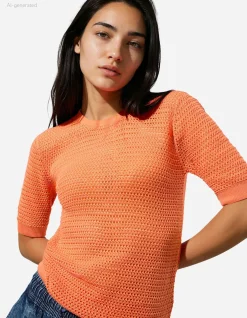 Strickpullover - Baumwoll-Mix - hellrot