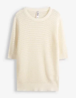 Strickpullover - Baumwoll-Mix - beige