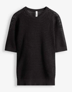 Strickpullover - Baumwoll-Mix - schwarz