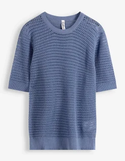 Strickpullover - Baumwoll-Mix - dunkelblau