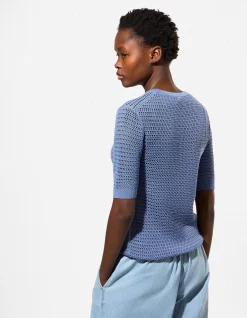 Strickpullover - Baumwoll-Mix - dunkelblau