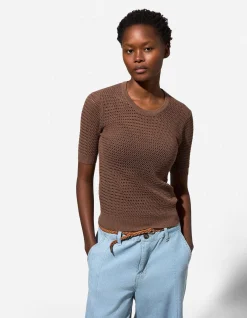 Strickpullover - Baumwoll-Mix - braun