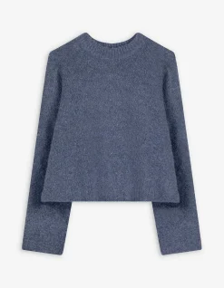 Strickpullover - Überschnittene Schultern - blau