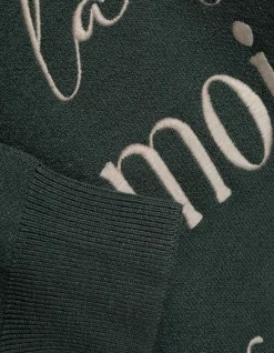 Strickpullover - Stickerei - dunkelgrün