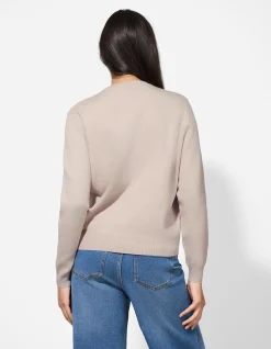Strickpullover - Stickerei - braun