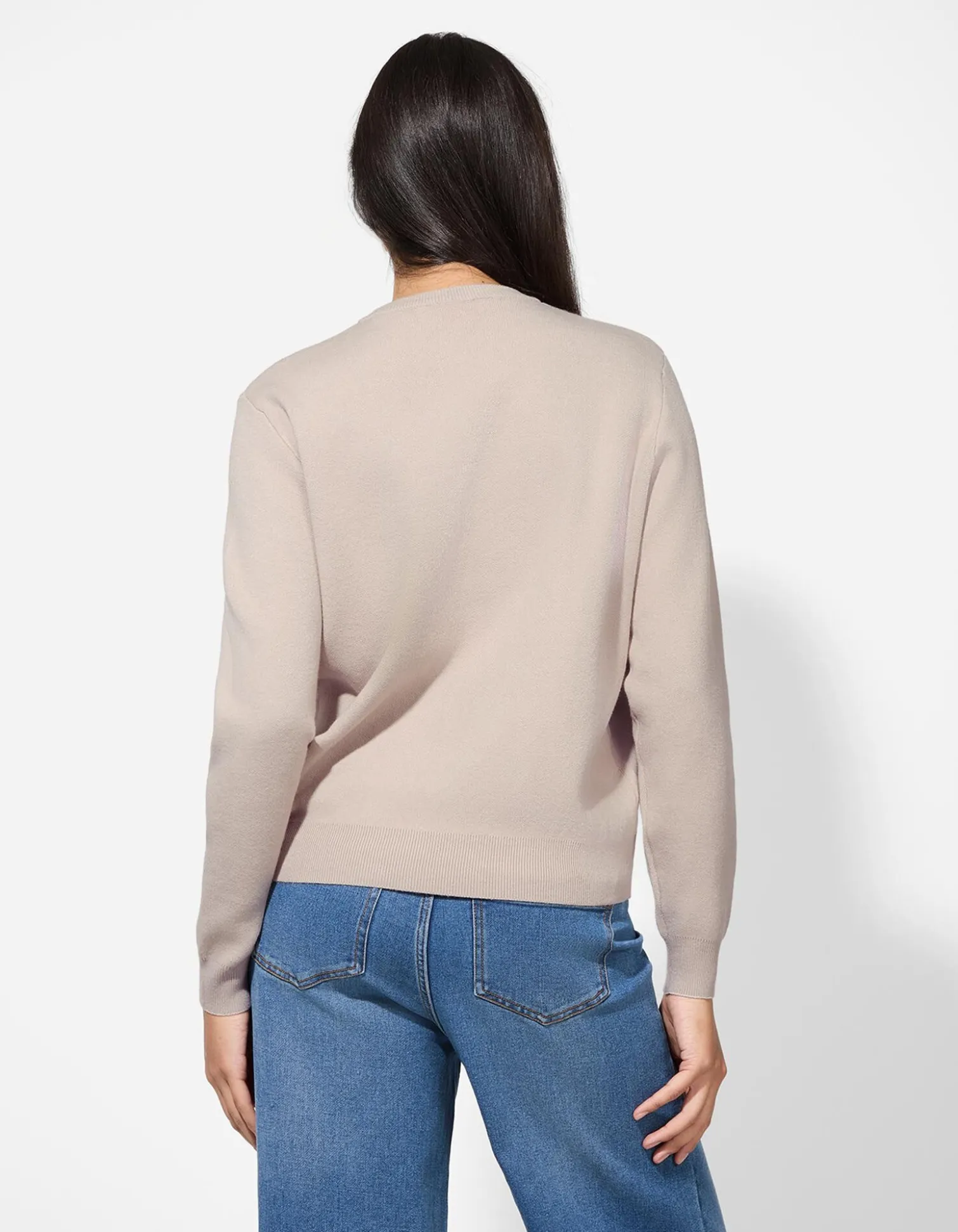 Strickpullover - Stickerei - braun