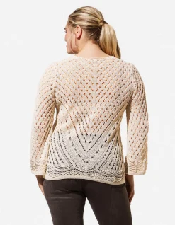 Strickpullover - V-Ausschnitt - Beige