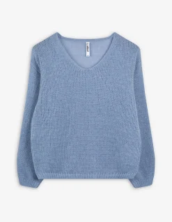 Strickpullover - V-Ausschnitt - dunkelblau