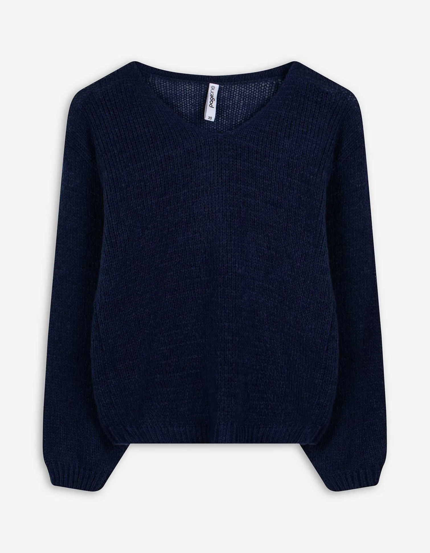Strickpullover - V-Ausschnitt - dunkelblau