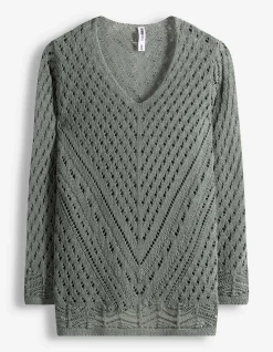 Strickpullover - V-Ausschnitt - türkis