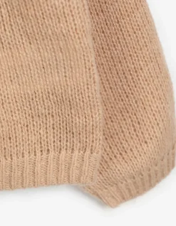 Strickpullover - V-Ausschnitt - beige