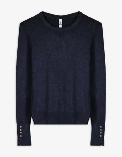Strickpullover - Zierknöpfe - dunkelblau