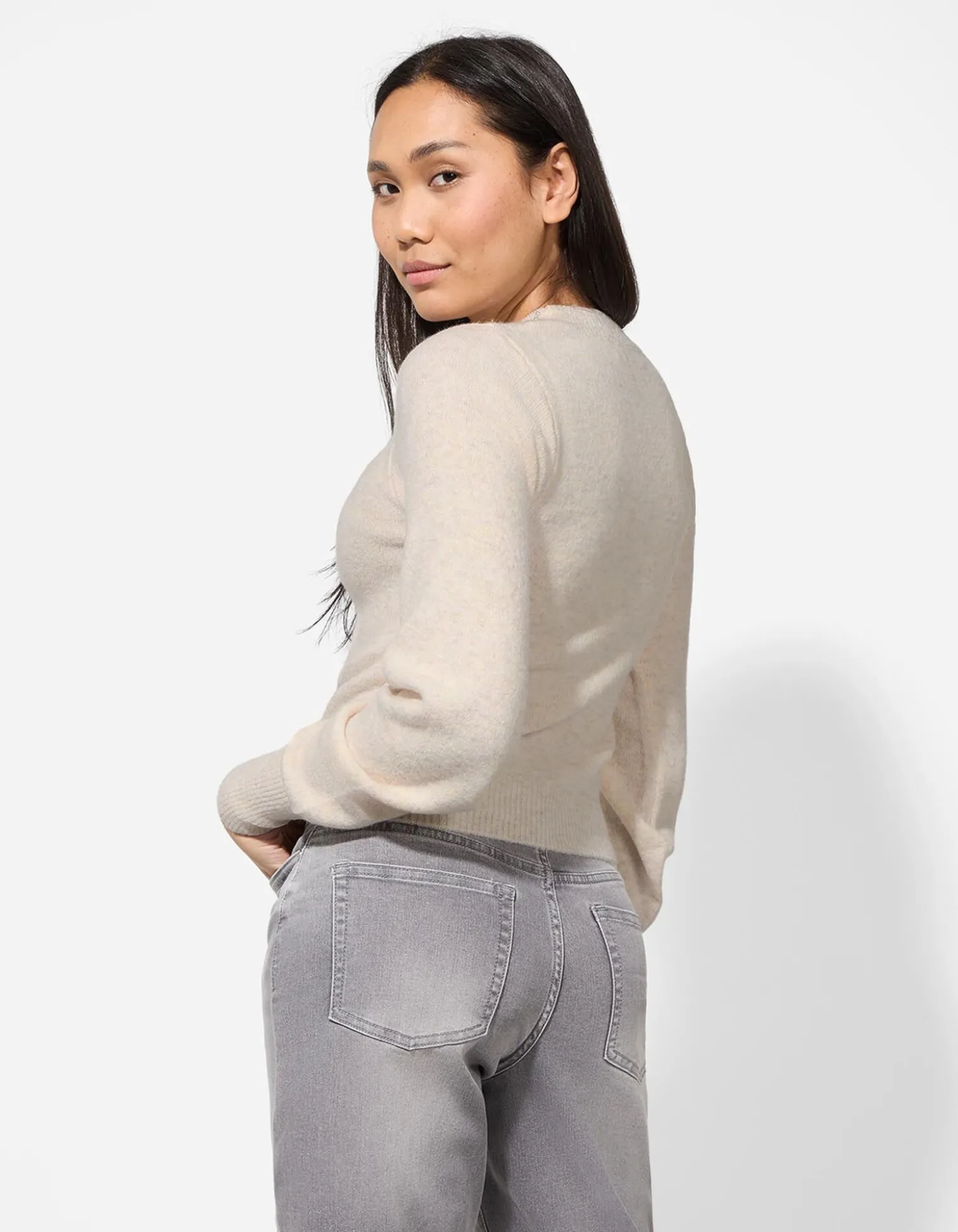 Strickpullover - Ziersteine - weiß