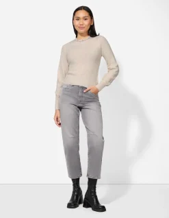 Strickpullover - Ziersteine - weiß