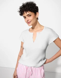 Strickshirt - Viskose-Mix - weiß
