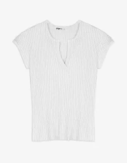 Strickshirt - Viskose-Mix - weiß