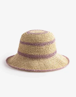 Strohhut - Streifen - beige
