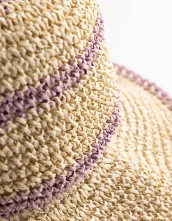 Strohhut - Streifen - beige