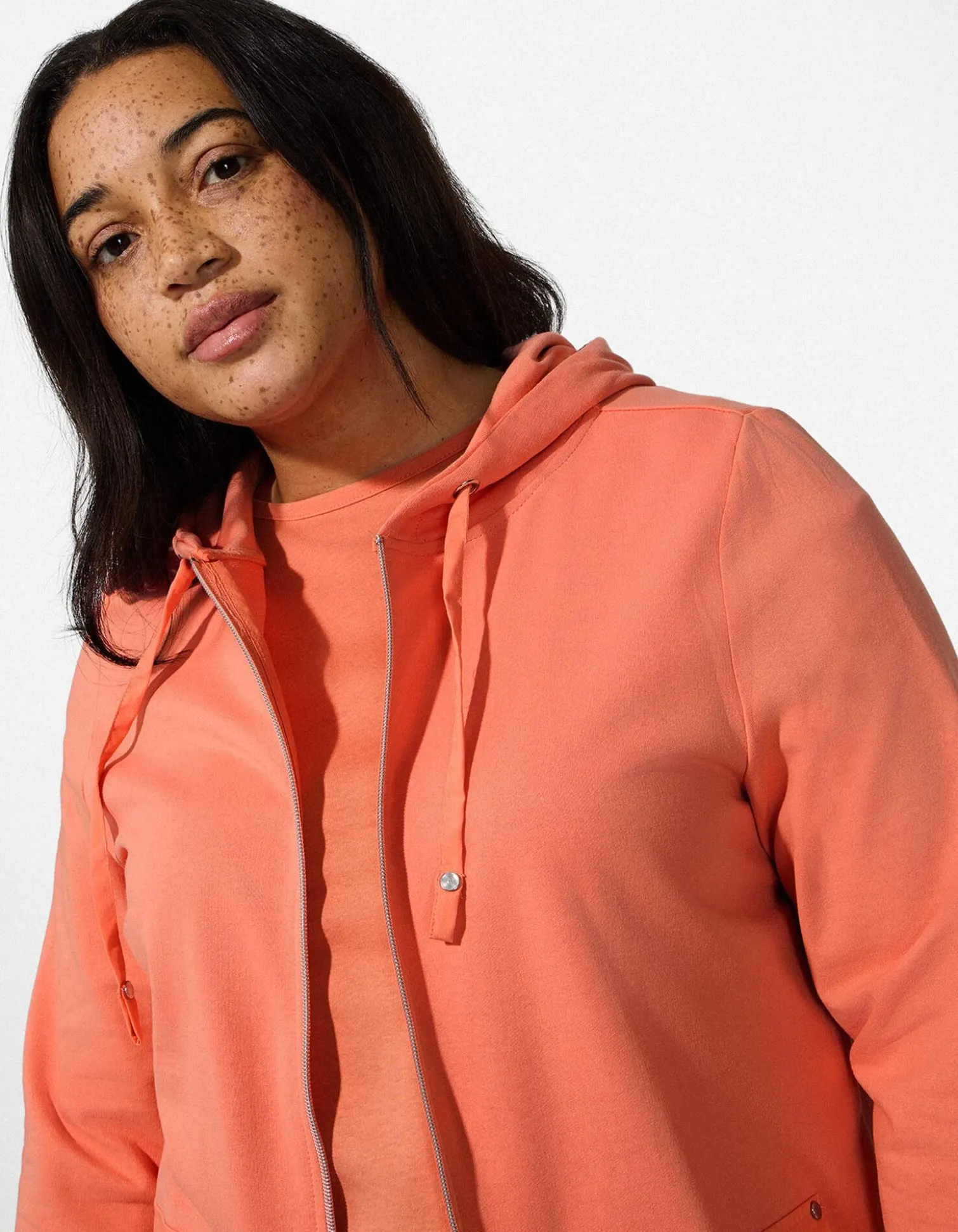 Sweatjacke - Baumwoll-Mix - hellrot