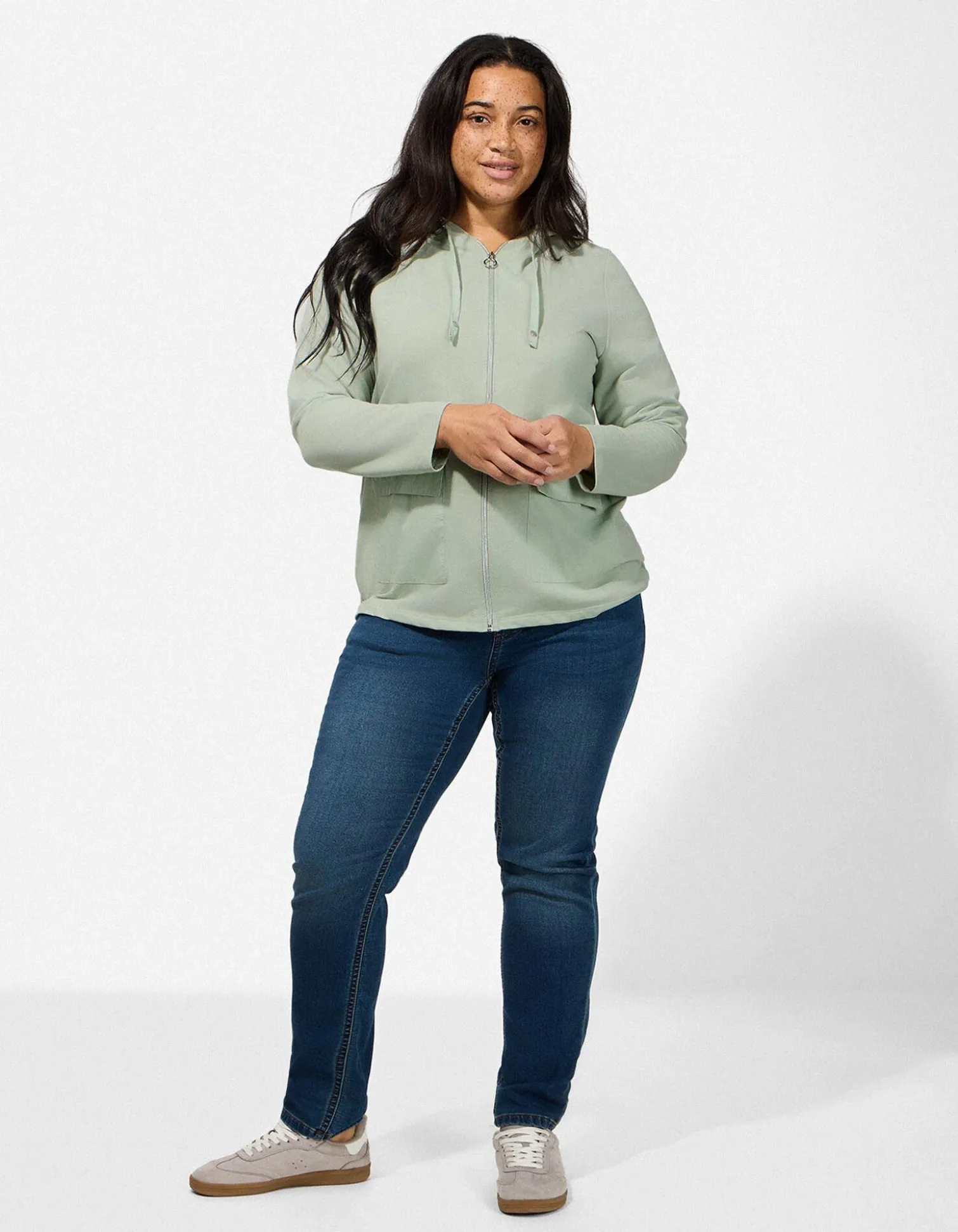 Sweatjacke - Baumwoll-Mix - grau