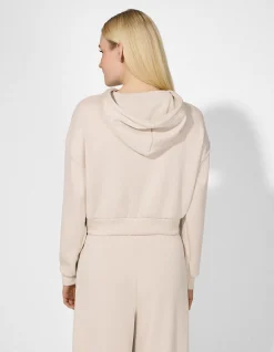 Sweatjacke - Cropped - beige