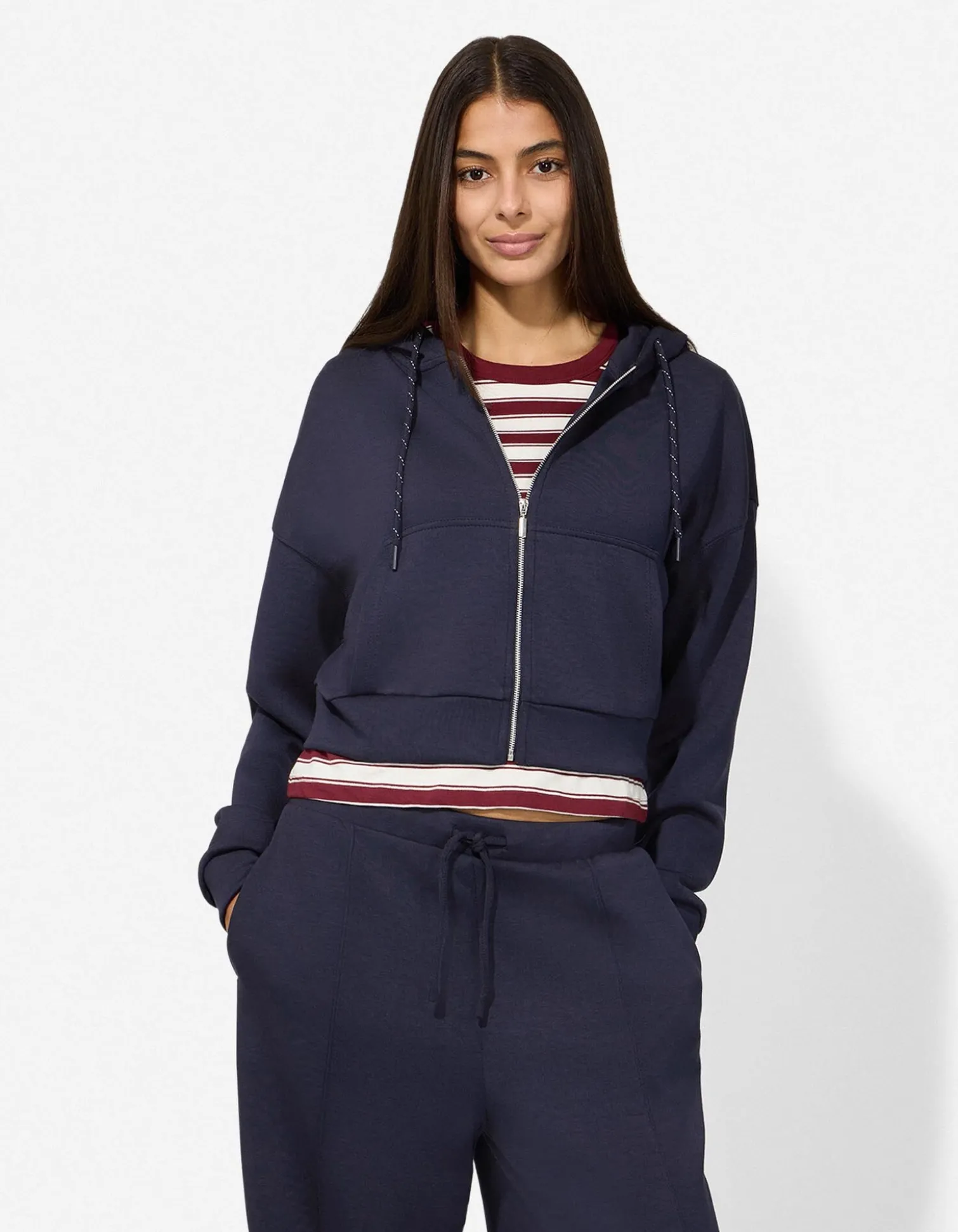 Sweatjacke - Cropped - dunkelblau