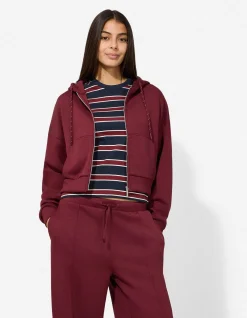Sweatjacke - Cropped - dunkelrot