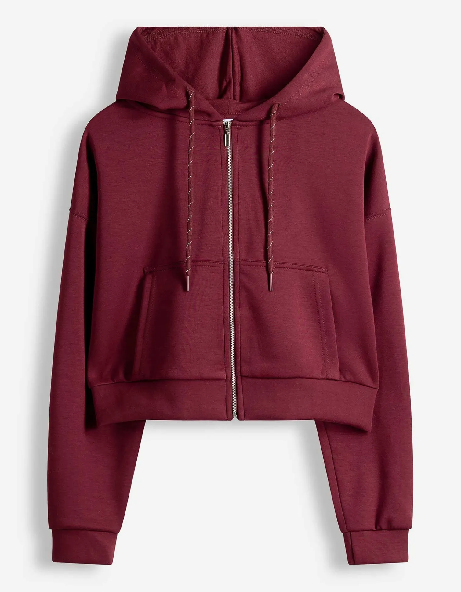 Sweatjacke - Cropped - dunkelrot