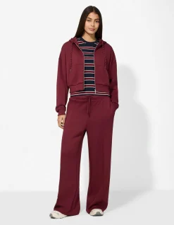 Sweatjacke - Cropped - dunkelrot