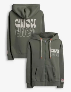 Sweatjacke - Print - grün