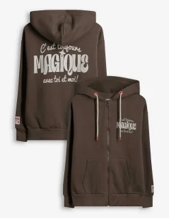 Sweatjacke - Print - hellbraun
