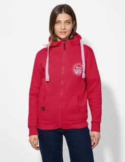 Sweatjacke - Print - rot