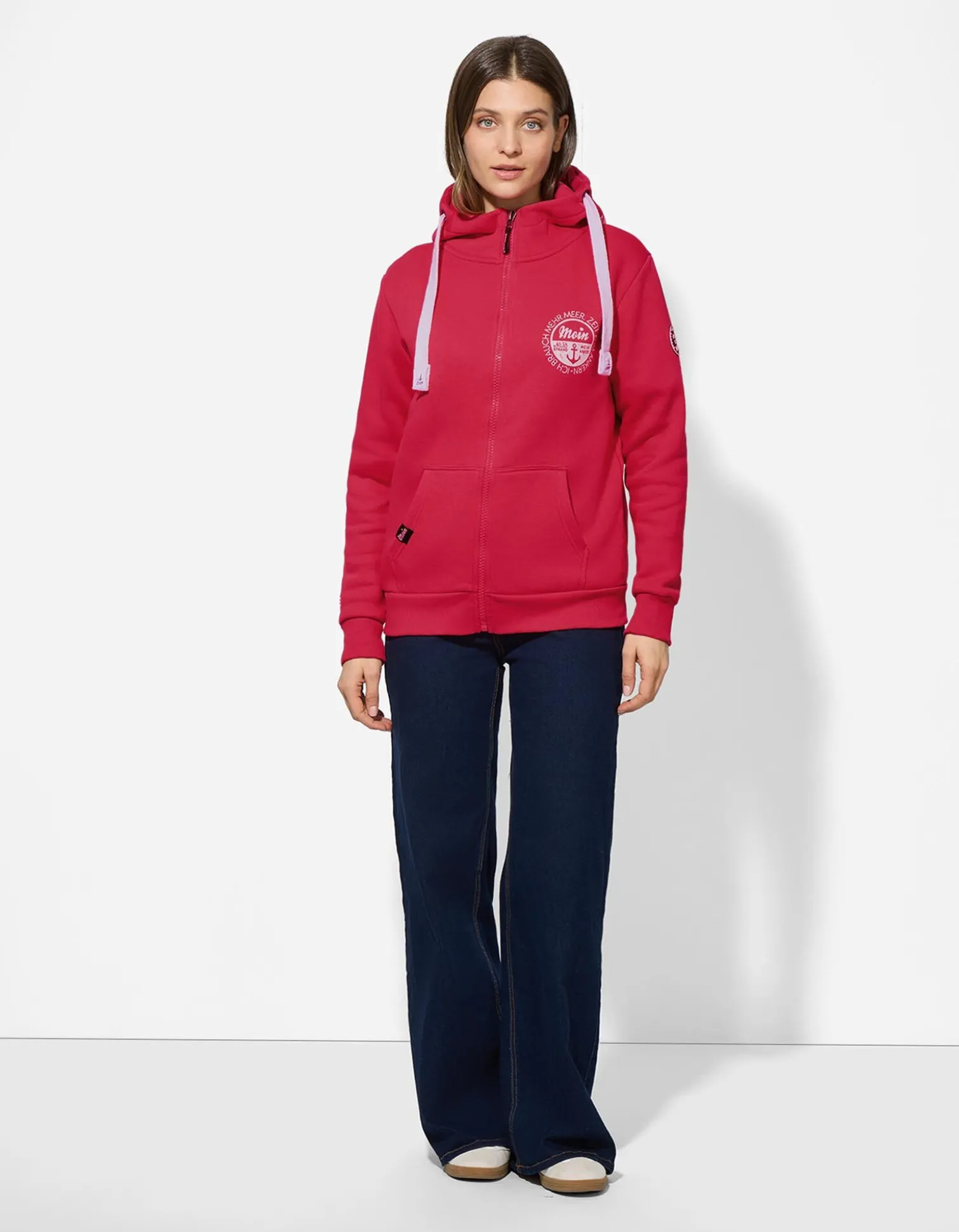 Sweatjacke - Print - rot