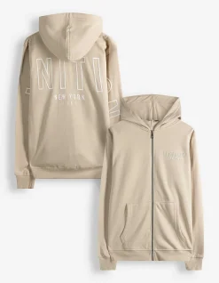 Sweatjacke - Rückenprint - Beige