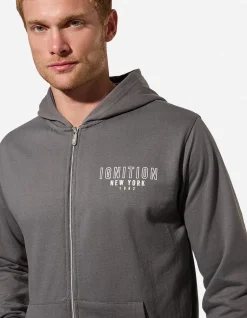 Sweatjacke - Rückenprint - dunkelgrau