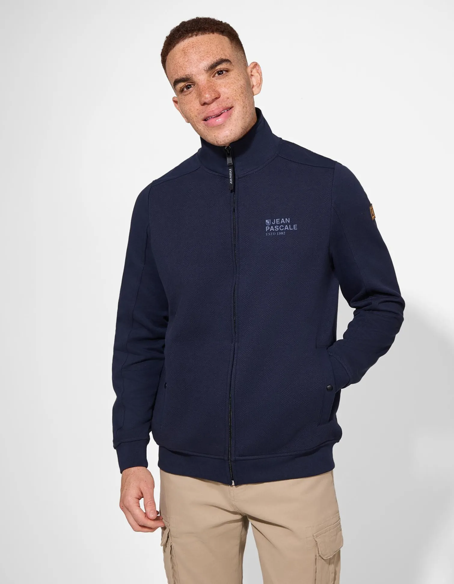 Sweatjacke - Stehkragen - dunkelblau