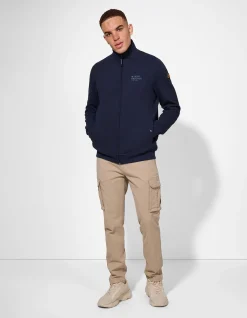 Sweatjacke - Stehkragen - dunkelblau