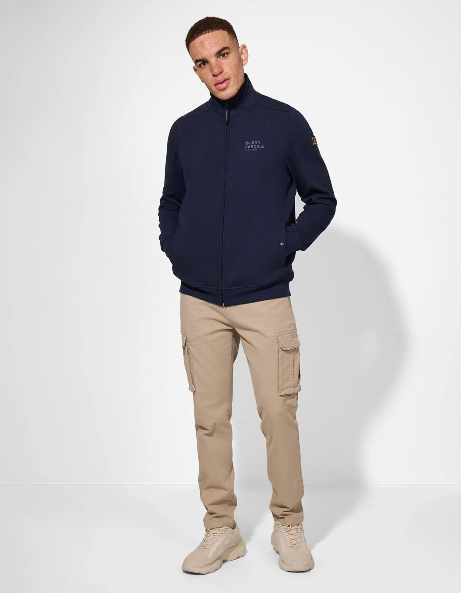 Sweatjacke - Stehkragen - dunkelblau