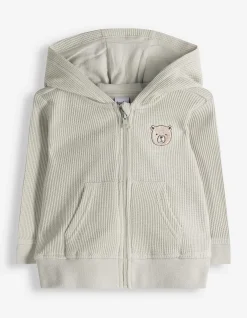 Sweatjacke - Waffelstruktur - hellgrün