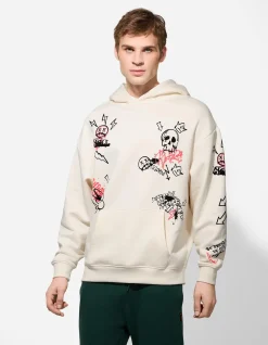 Sweatshirt - Allover-Print - weiß