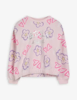 Sweatshirt - Allover-Print - rosa