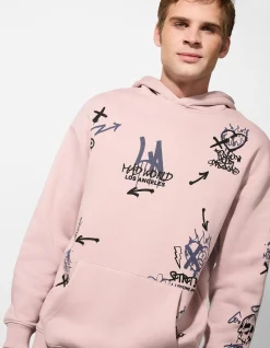 Sweatshirt - Allover-Print - rosa