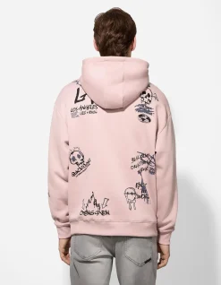 Sweatshirt - Allover-Print - rosa