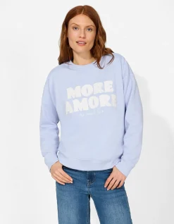 Sweatshirt - Applikation - hellblau